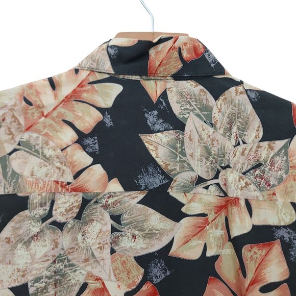 Tori Richard Hawaiian Shirt Mens Small Black Beige Short Sleeve Cotton Summer - Picture 7 of 11